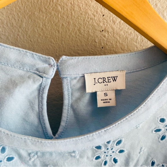 J. Crew Factory | Long-Sleeve Eyelet Ruffle Top Glazed Sky Size Small - Picture 9 of 11
